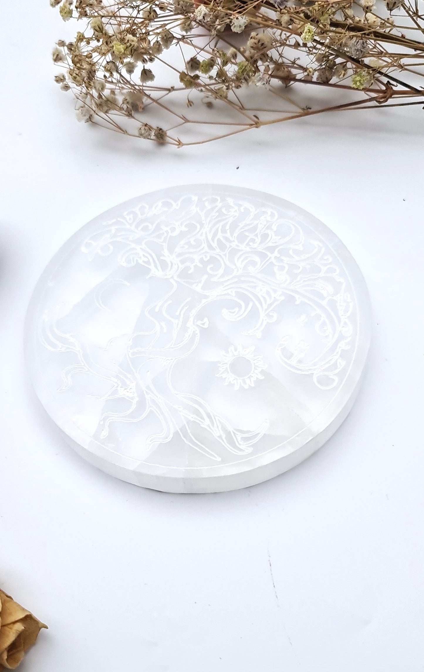 handcrafted selenite moon ritual tool UK