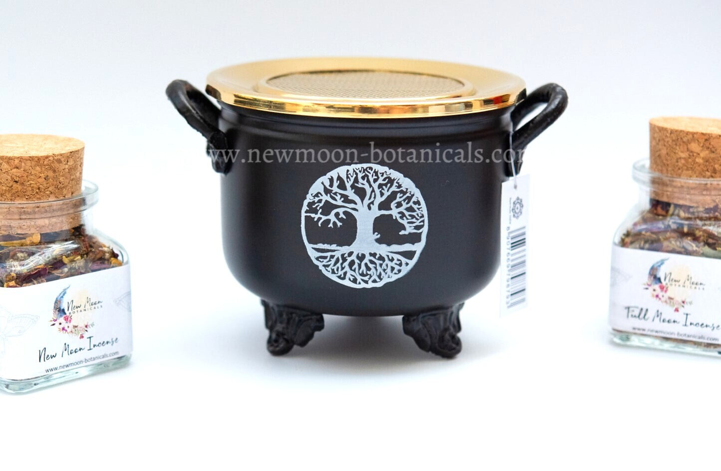 Tree of Life Incense Burner Cauldron – Cast Iron Holder for Cones & Resin