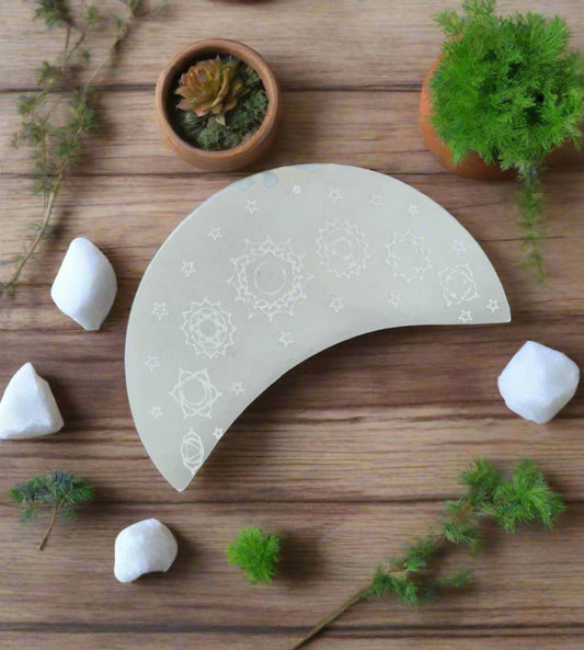Crescent Moon Selenite Plate 