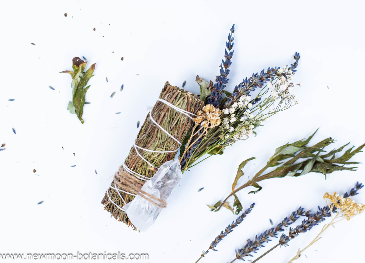 Rosemary Smudge Stick with Crystal Quartz. Smoke Cleansing.Meditation.