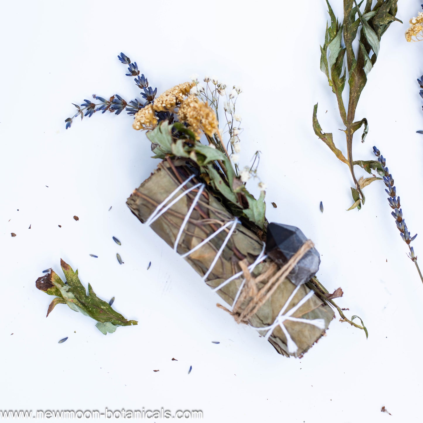 Eucalyptus Smudge Stick with Crystal. Smoke Cleansing. Meditation.