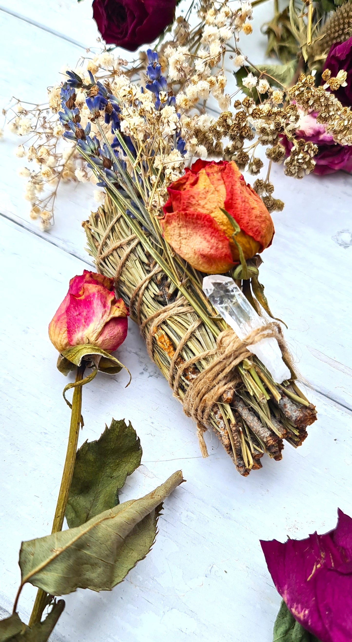 Natural floral smudge sticks with pine