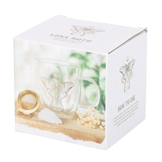Luna Moth Glass Mug with Crystal Tea Infuser
