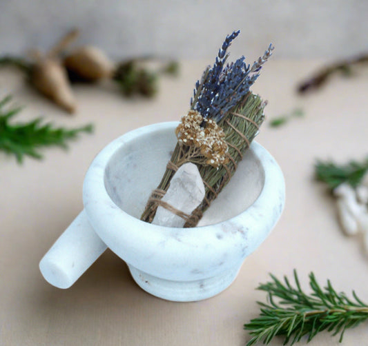 Rosemary Smudge Stick with Crystal Quartz. Smoke Cleansing.Meditation.