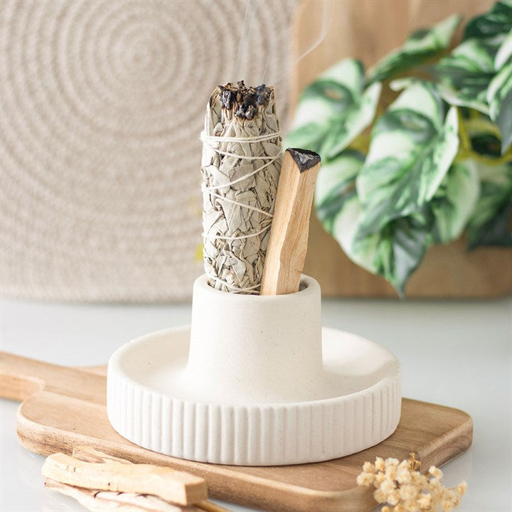 White Smudge Bowl,  Smudge Stick/Palo Santo Holder.