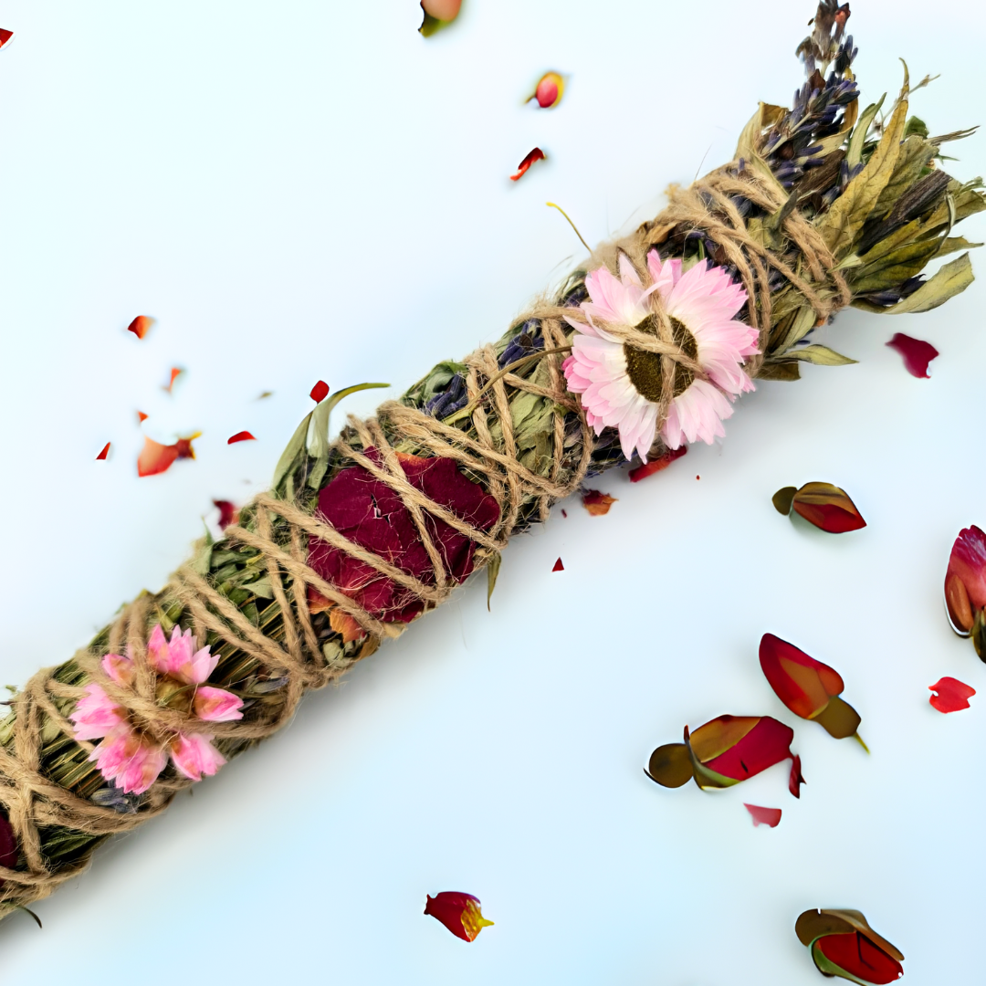 Smudge Stick | Mugwort | Lavender| Yarrow| Rosemary| Rose | Amethyst | Larvikite