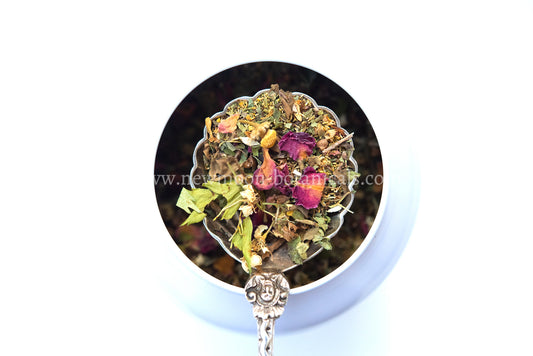 calmness herbal tea with rose and lemon balm