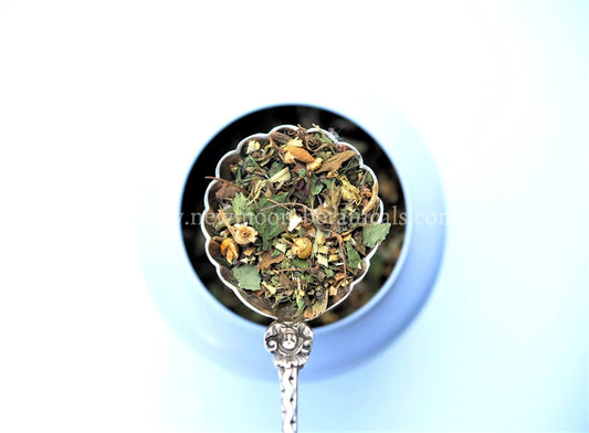 night time herbal tea with chamomile and lavender

