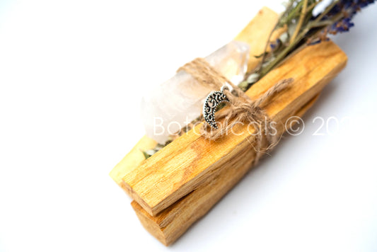 Palo Santo Set with herbs and Quartz Crystal